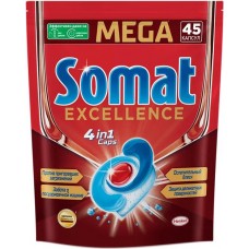 Капсулы для посудомоечной машины СОМАТ Excellence 4в1, 45шт в магазинах Лента