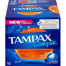 Тампоны TAMPAX Compak Super Plus, с аппликатором, 16шт в магазинах Лента
