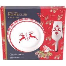 Тарелка для торта HOMECLUB Royal Christmas 23см, с лопаткой, фарфор Арт. KLCP-9 в магазинах Лента