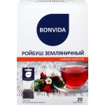 Напиток чайный BONVIDA Ройбуш Земляничный для заваривания в чайнике, 20пак