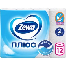 Бумага туалетная ZEWA Plus 2-слоя белая, 12шт в магазинах Лента