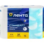 Бумага туалетная ЛЕНТА 2 слоя белая, 12шт