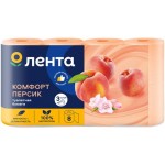 Бумага туалетная ЛЕНТА 3 слоя с ароматом персика, 8шт