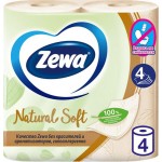 Бумага туалетная ZEWA Natural Soft 4-слоя, 4шт