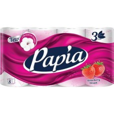 Бумага туалетная PAPIA Strawberry Dream 3-слоя, 8шт в магазинах Лента