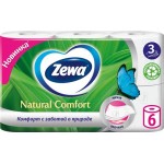Бумага туалетная ZEWA Natural Comfort белая 3-слоя, 6шт