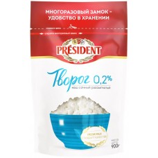 Творог рассыпчатый PRESIDENT 0,2%, без змж, 900г в магазинах Лента