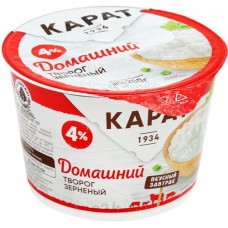 Творог зерненый КАРАТ Домашний 4%, без змж, 200г в магазинах Лента