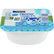 Творог мягкий ЛЕНТА 4%, без змж, 150г в магазинах Лента
