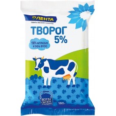 Творог ЛЕНТА 5%, без змж, 180г в магазинах Лента