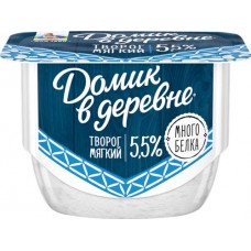 Творог мягкий ДОМИК В ДЕРЕВНЕ 5,5%, без змж, 170г в магазинах Лента