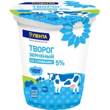 Творог зерненый ЛЕНТА со сливками 5%, без змж, 350г в магазинах Лента