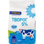 Творог рассыпчатый ЛЕНТА 5%, без змж, 500г Творог рассыпчатый ЛЕНТА 5%, без змж, 500г