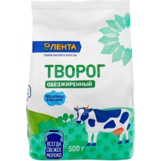 Творог рассыпчатый ЛЕНТА обезжиренный, без змж, 500г в магазинах Лента