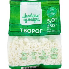Творог МОЛОЧНАЯ КУЛЬТУРА 5%, без змж, 350г в магазинах Лента