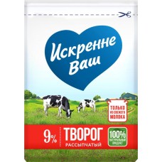 Творог рассыпчатый ИСКРЕННЕ ВАШ 9%, без змж, 200г в магазинах Лента
