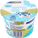 Творожное зерно ЛЕНТА со сливками 5%, без змж, 230г Творожное зерно ЛЕНТА со сливками 5%, без змж, 230г