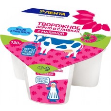 Творожное зерно ЛЕНТА Малина в сливках 5%, без змж, 130г в магазинах Лента