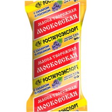 Масса творожная РОСТАГРОЭКСПОРТ Московская с сахаром и изюмом 20%, без змж, 90г в магазинах Лента