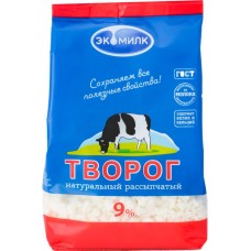 Творог рассыпчатый ЭКОМИЛК натуральный 9%, без змж, 350г в магазинах Лента