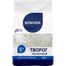 Творог рассыпчатый BONVIDA 5%, без змж, 500г в магазинах Лента