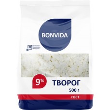 Творог рассыпчатый BONVIDA 9%, без змж, 500г в магазинах Лента