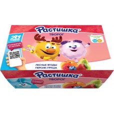 Творог для детей РАСТИШКА Лесные ягоды/Персик, груша 3,5%, без змж, 6x45г в магазинах Лента