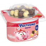 Йогурт для детей РАСТИШКА Клубника со злаковым драже в белом и молочном шоколаде 3%, без змж, 115г