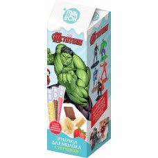 Подарочный набор детский КОНФИТРЕЙД Marvel Трубочки для молока Банан, клубника, шоколад, без змж, 18г + игрушка в магазинах Лента