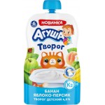 Творог детский АГУША Яблоко, персик, банан 4%, без змж, 80г
