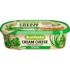 Сыр творожный BONFESTO Кремчиз Зелень 65%, без змж, 140г в магазинах Лента