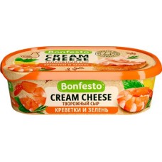 Сыр творожный BONFESTO Кремчиз Креветки и зелень 65%, без змж, 140г в магазинах Лента