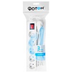 Сетевой фильтр ФОТОН 5 розеток, с выключателем, с заземлением, белый, 3м Сетевой фильтр ФОТОН 5 розеток, с выключателем, с заземлением, белый, 3м