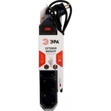 Сетевой фильтр ЭРА 5розеток с заземлением выключателем Б0015214, 1,5м в магазинах Лента