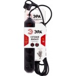 Сетевой фильтр ЭРА 5 розеток с заземлением с выключателем, 5м Сетевой фильтр ЭРА 5 розеток с заземлением с выключателем, 5м