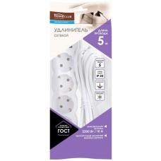 Удлинитель сетевой HOME CLUB S 5x5-ZV -20 с заземлением выключатель 10A в магазинах Лента
