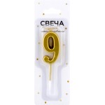 Свеча Цифра 9, цвет металлик Арт. СЦМ9