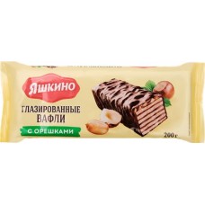 Вафли ЯШКИНО Глазированные с орешками, 200г в магазинах Лента