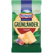 Сыр полутвердый HOCHLAND Grunlander Чеддер 50%, без змж, 180г в магазинах Лента