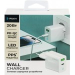 Устройство зарядное сетевое DEPPA USB-C+USB A, PD 3.0, QC 3.0, 20W, белый, Арт. 11398