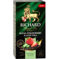 Чай зеленый RICHARD Royal Strawberry&Aloe Vera арома, 25пак в магазинах Лента