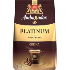 Кофе зерновой AMBASSADOR Platinum Crema натуральный жареный, 1кг в магазинах Лента