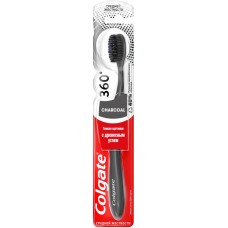 Зубная щетка COLGATE 360 Древесный уголь многофункциональная, черная, средней жесткости в магазинах Лента
