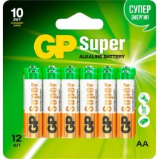 Батарейки алкалиновые GP Super АА 12шт в магазинах Магнит