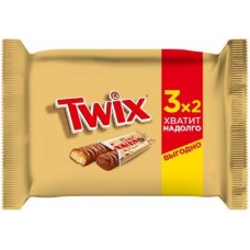 Шоколадный батончик Twix 3*2 165г в магазинах Магнит