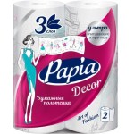 Бумажные полотенца Papia Decor белые 3слоя 2рулона