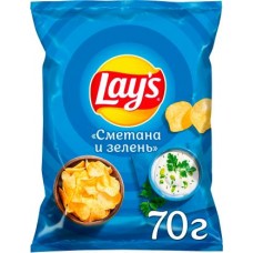Чипсы Lays картофельные сметана и зелень 70г в магазинах Магнит