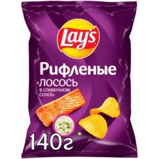 Чипсы Lays Рифленые Лосось в сливочном соусе 140г в магазинах Магнит