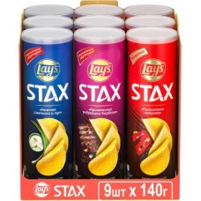Чипсы Lays Stax Пикантная паприка/Ребрышки барбекю/Сметана и Лук 140г в ассортименте в магазинах Магнит