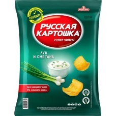 Чипсы Русская картошка картофель со вкусом лука и сметаны 200г в магазинах Магнит